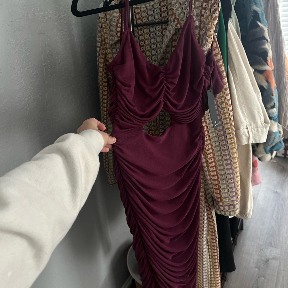 LuLus purple ruched dress size sm
